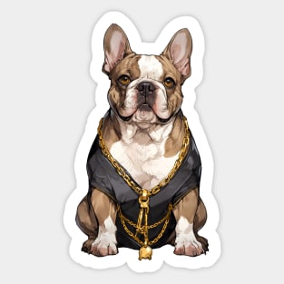 Fawn Pied with gold chain French Bulldog Sticker